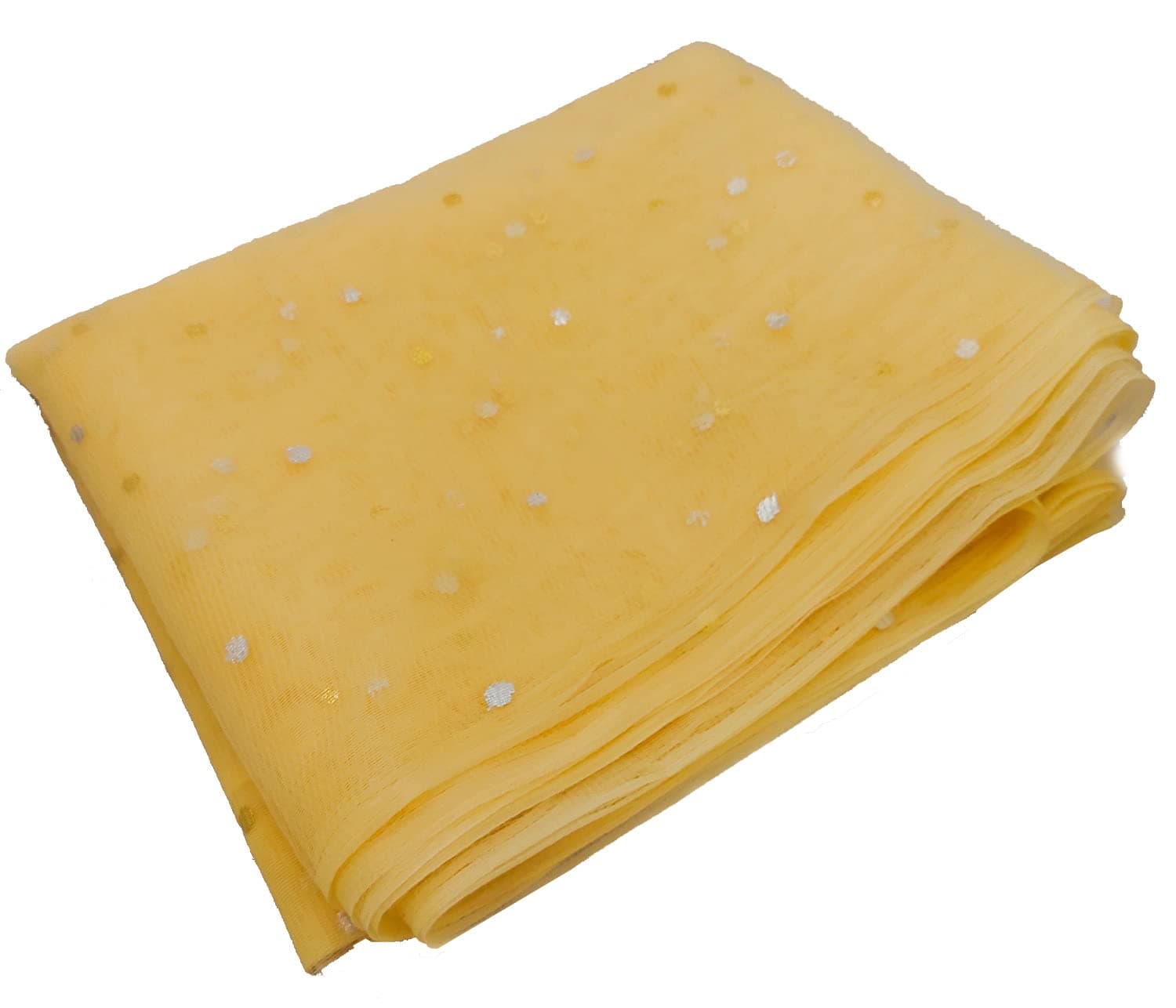 42Inch Width 10Mtr Solid Golden Dotted Net Fabric For Decoration, Fruit/Dryfruit/Gift Packing & Trousseau Tray Packing (Golden, 10 Mtr)