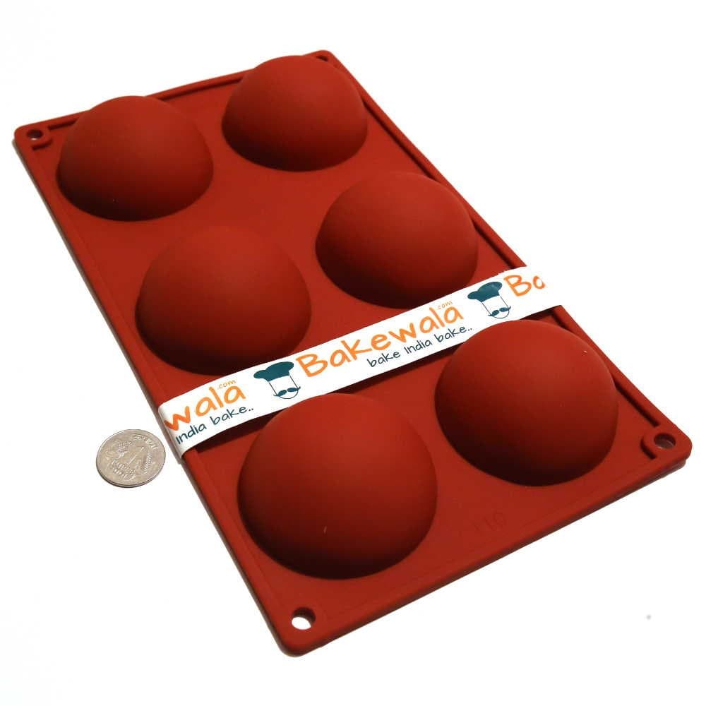 Bakewala Silicone Half Sphere Cake or Chocolate Ball Dome Shape Mould Tray (Red)