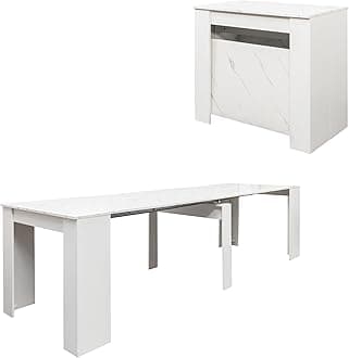 Oigavfd Extendable Console Dining Table for 2-12 People 20" - 118.5" Modern Folding Kitchen Table Multifunctional Conference Meeting Table (White Marble)