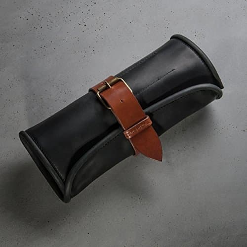 Leather Tool Roll Handcrafted tool bag by Kruk Garage Black Men's gift Custom tool wrap Motorcycle bag Mechanic tool case Artisan gift