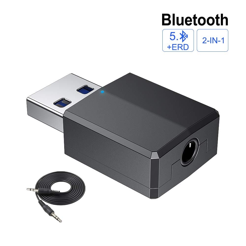 cabletrans Bluetooth Adapter 5.0 USB Dongle,Bluetooth Transmitter & Receiver 5.0 USB Adapter Bluetooth USB Dongle Hi-fi with 3.5mm Digital Audio Cable for PC/Headphones/TV/Car/Home (green-1)