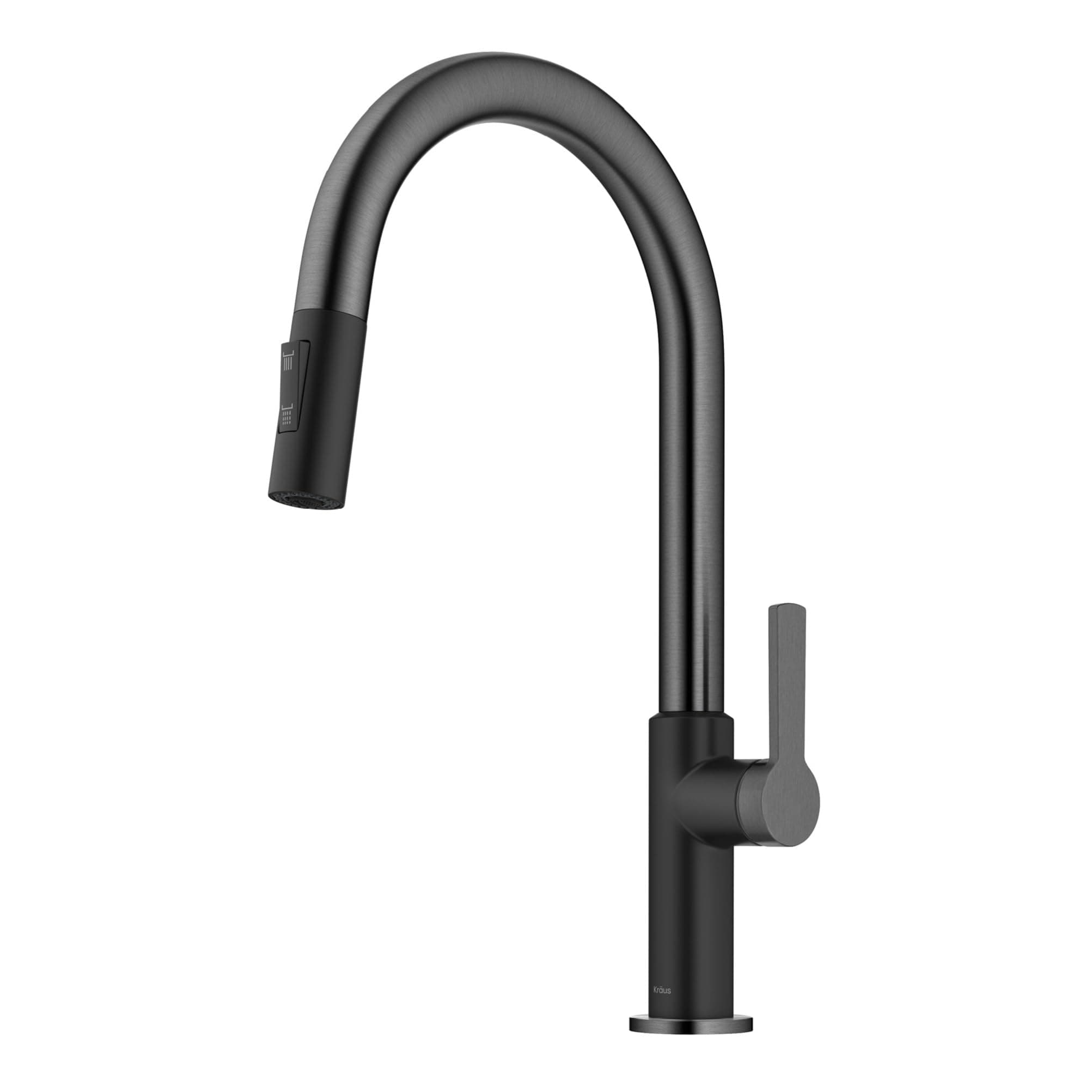 Oletto Pull-Down Kitchen Sink Faucet, Black, Two-Tone Matte Black/Spot Free Black Stainless Steel, Brass, 1.8 GPM, Single Hole, Modern Style