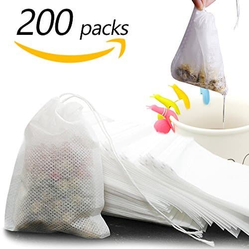 200 pcs Disposable Tea Infuser, Empty Tea Filters with String for Loose Tea Unbleached 3.54×2.75 Inch