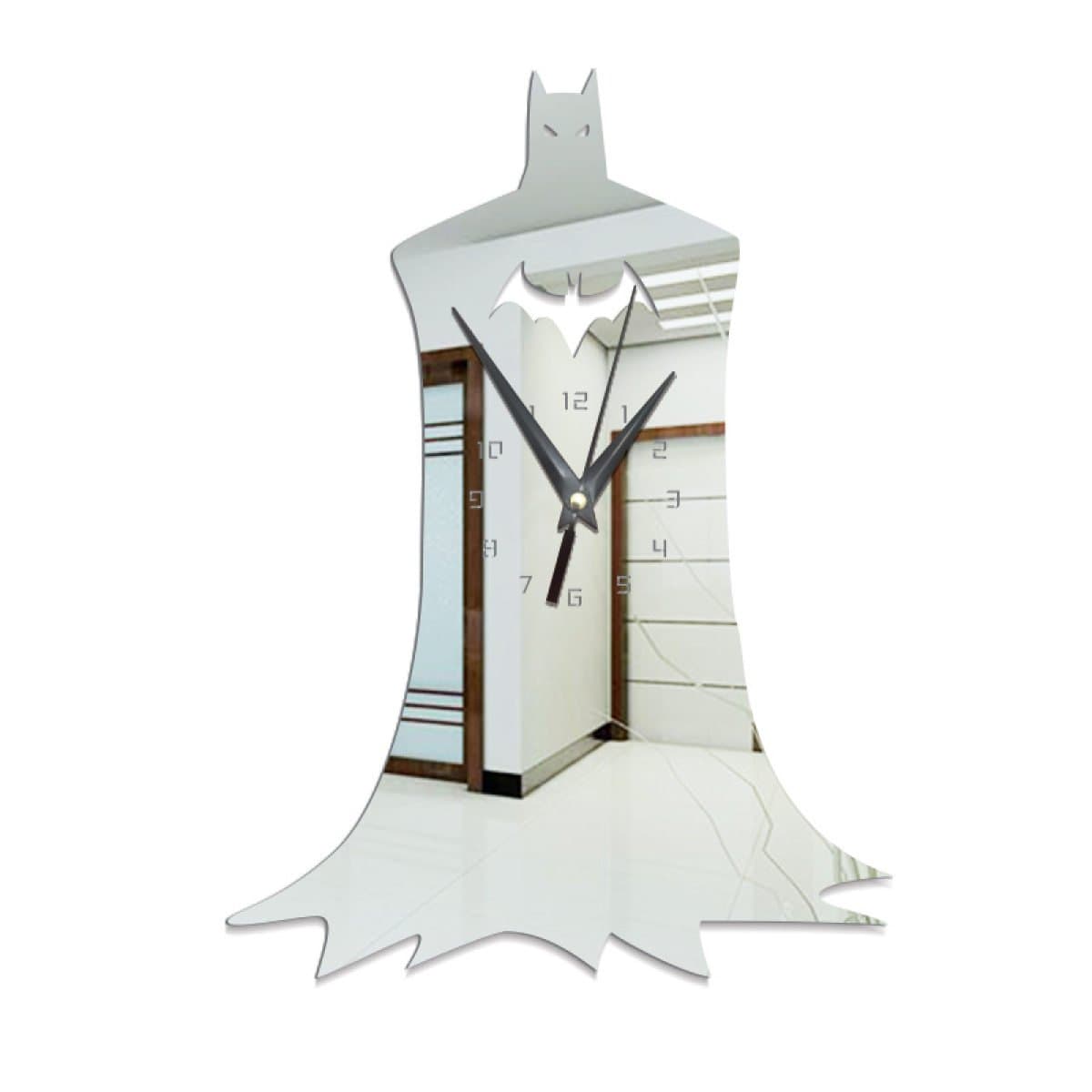 JGBFT Wall Clock Creative Batman Halloween Living Room Home Decoration Craft DIY Wall Sticker,Silver