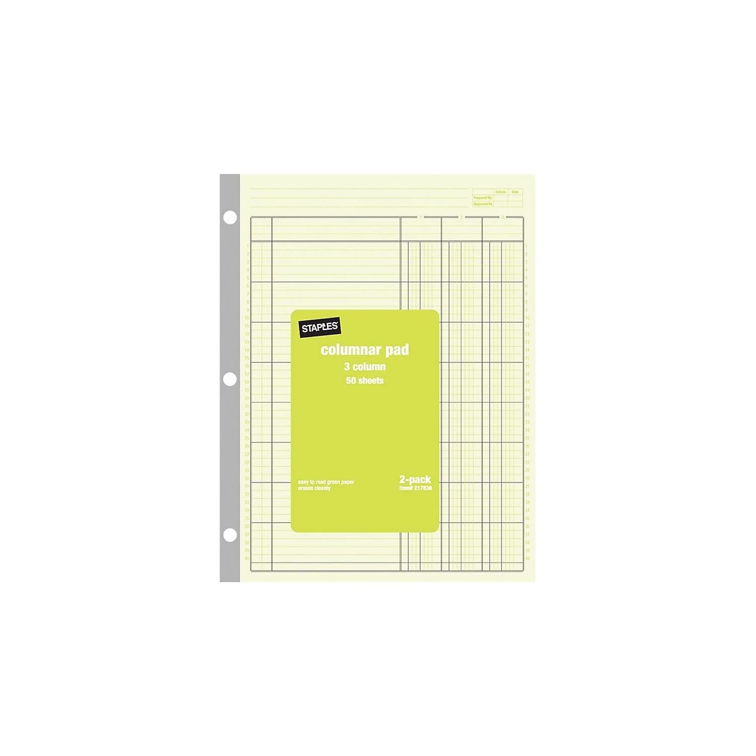 Staples ? Columnar Pads, 3 Columns, 8-1/2 x 11, 2/Pack by Staples