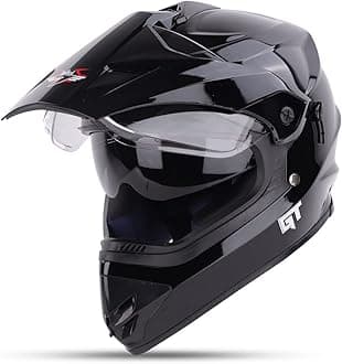 GT Off Road ISI Certified Motocross Double Visor Full Face Helmet Outer Clear Visor and Inner Smoke Sun Shield