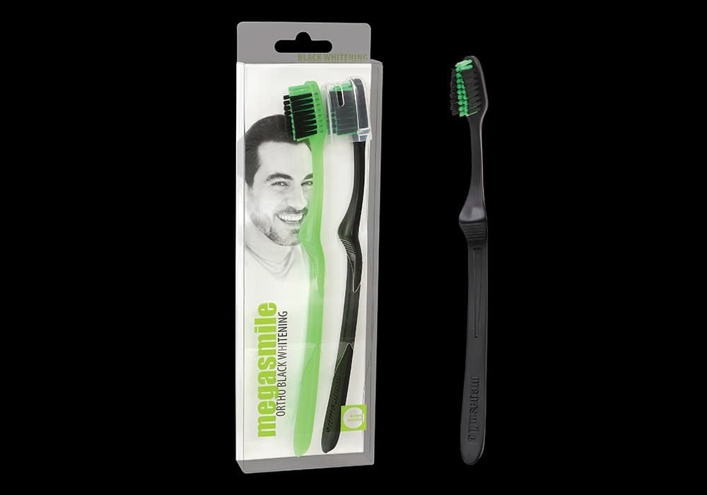 Black megasmile Ortho WHITENING TOOTHBRUSHES (DUO PACK)