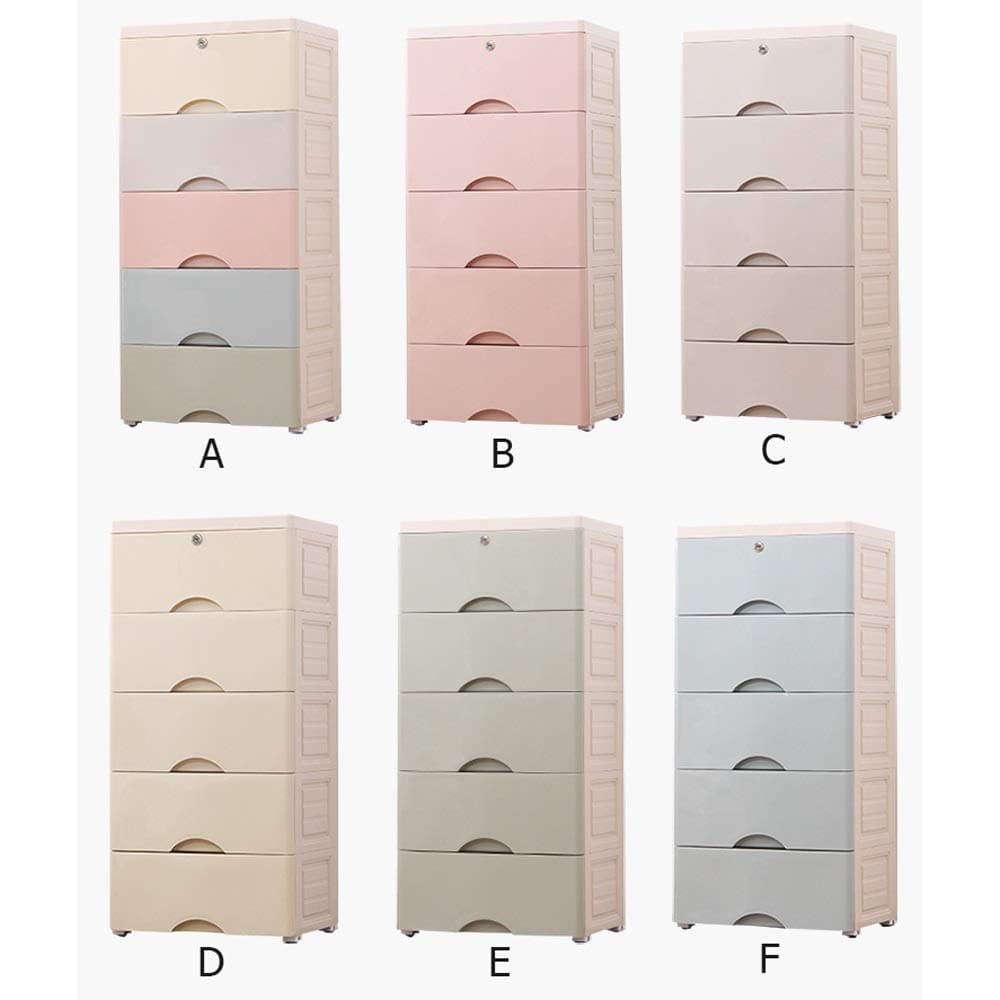 LiChenYao Colorful storage box thick multi-layer drawer storage cabinet baby wardrobe baby children's toy storage box locker (color : E, Size : Four floors)