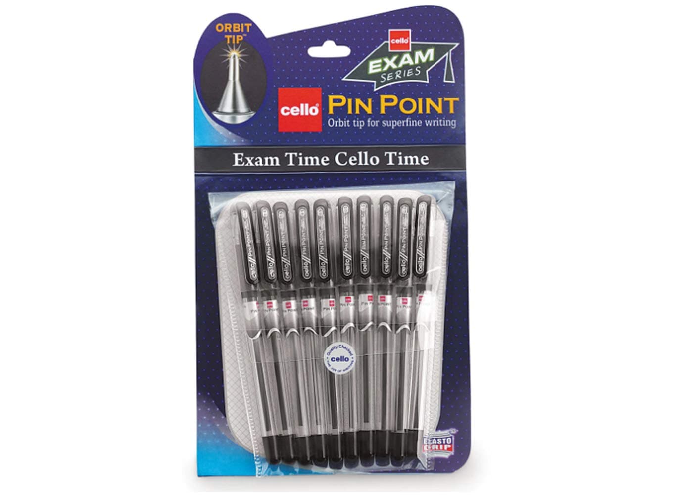 10 X Cello Pinpoint Fine Write Ball Point Pen Black Ink 0.5 Mm Tip by Cello Pinpoint