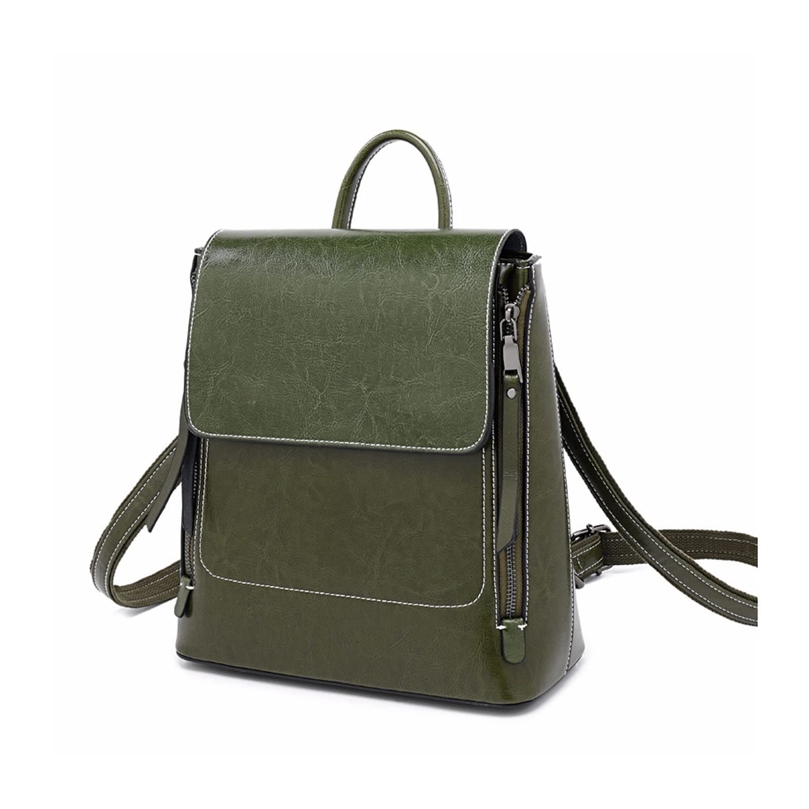 YIORYO Backpack for Women, Multi-functional Retro Leather Backpack Shoulder Bag for Office, Shopping, Trip (Gray : Green)