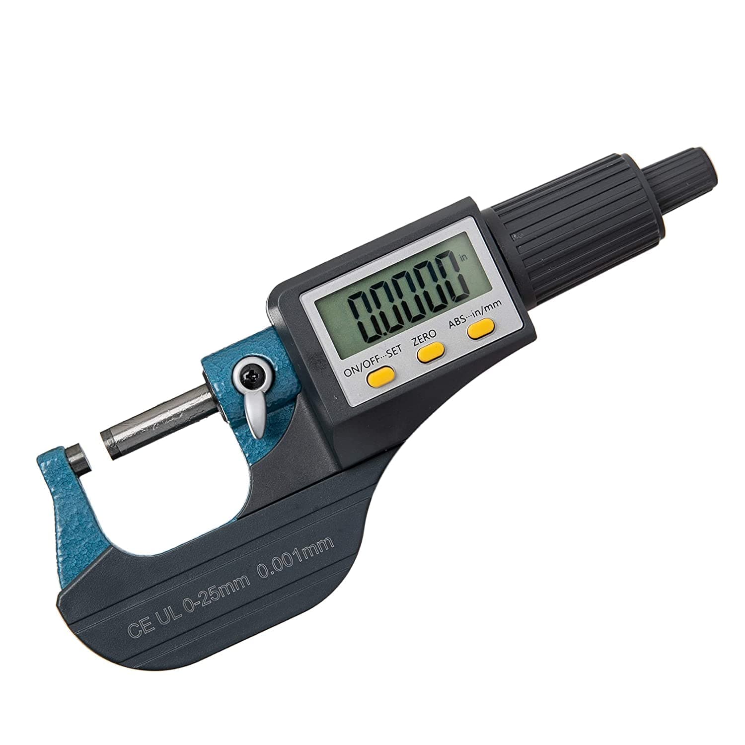 Real Instruments - 0-25mm external digital screw meter with LCD display and carrying case, ideal for accurate measurements in inches and mm (0.01mm) resolution, accuracy of +/-0