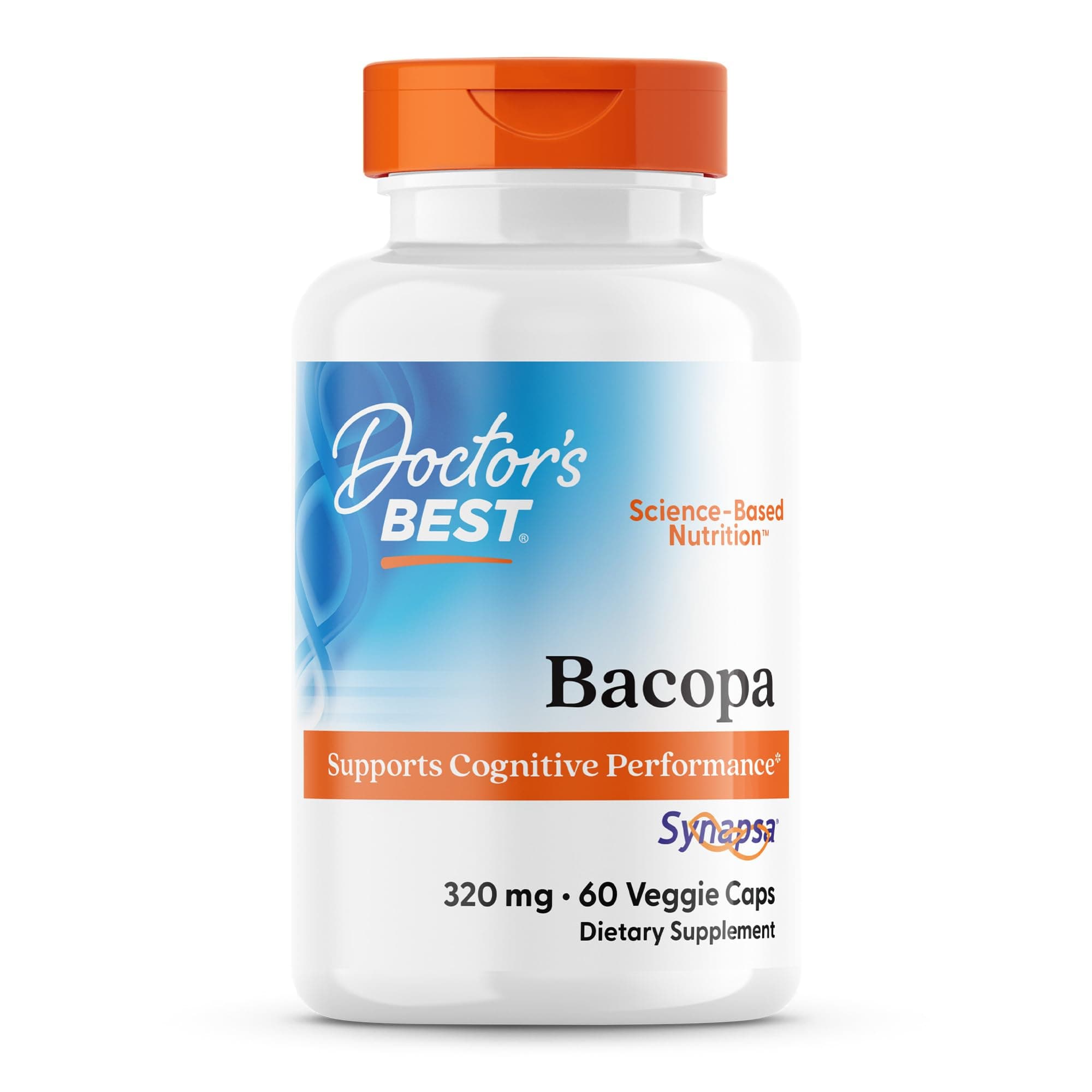 Bacopa with Synapsa, Brain, Enhances Memory, Antioxidant, Non-GMO, Vegan, Gluten & Soy Free, 320 mg, 60 Count