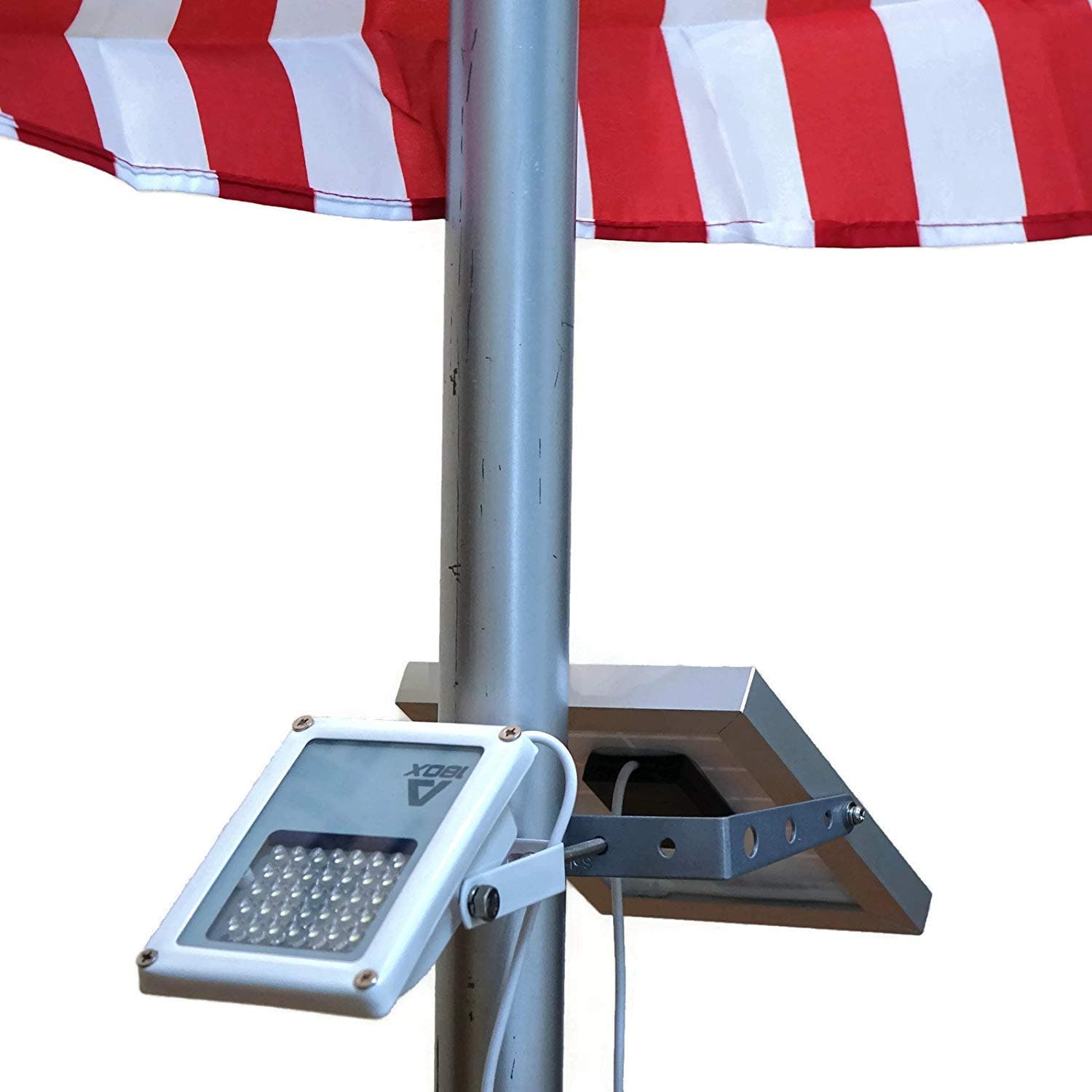 Alpha 180X Flag Pole Light with Warm White LED - Solar Powered Cast Iron Street Light Style Floodlight - U-Bracket Fits 2.5'' Pole