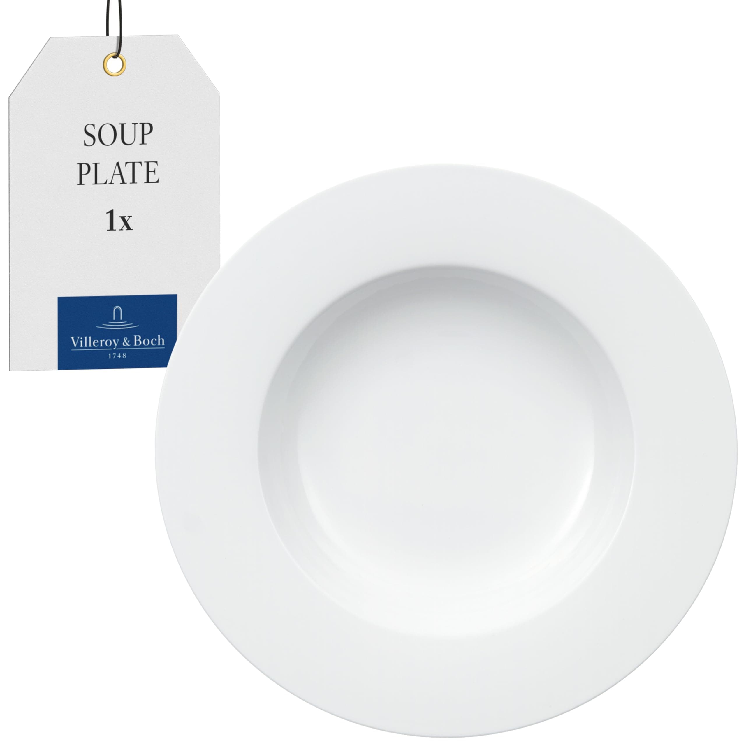 Villeroy & Boch - Royal Soup Plate, deep Food Plate Made of Brilliant Premium Porcelain, White, Dishwasher Safe, 24 cm
