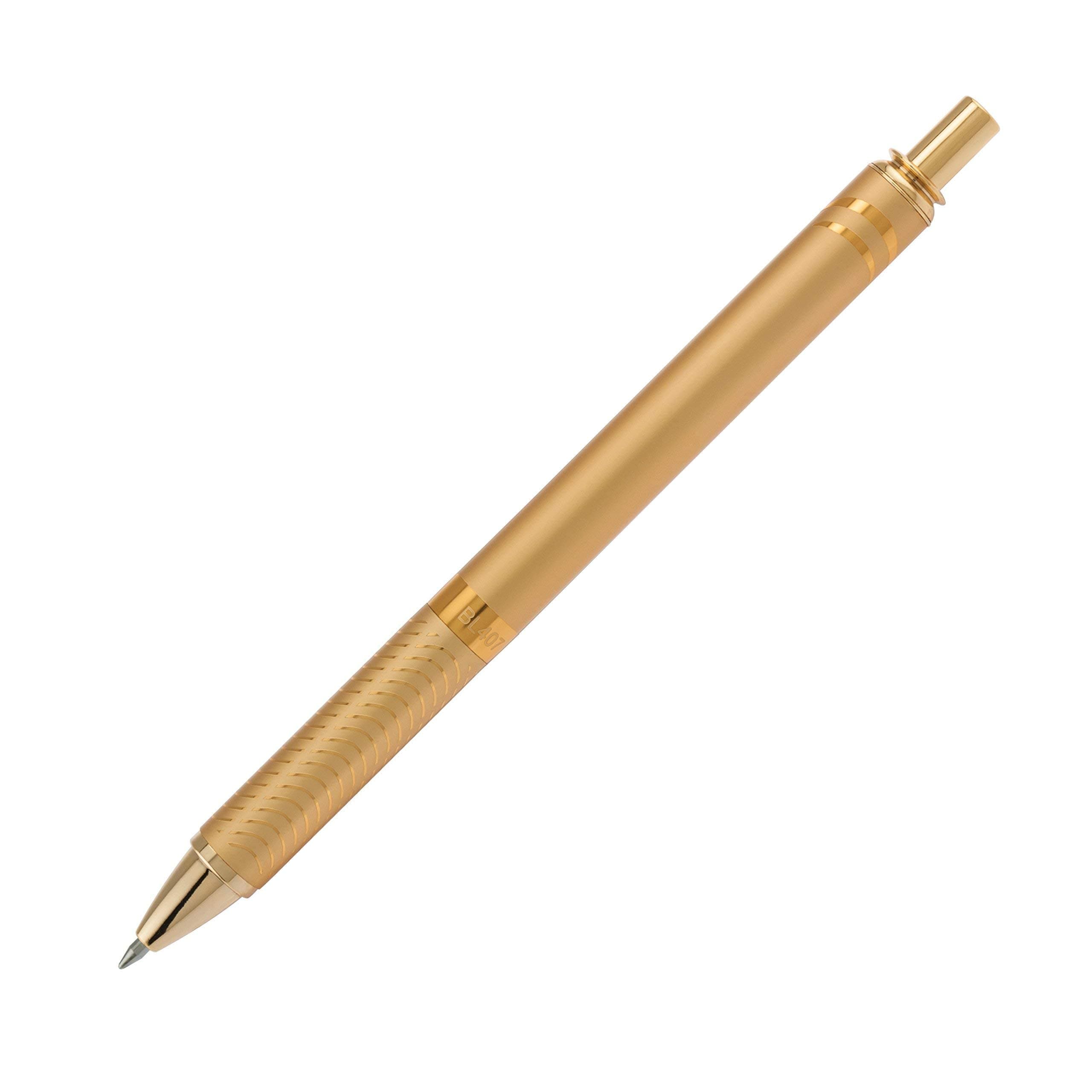 Pentel EnerGel Alloy Retractable Gel Pen, Gold Barrel, Black Ink, Includes Gif Box (BL407XABX)