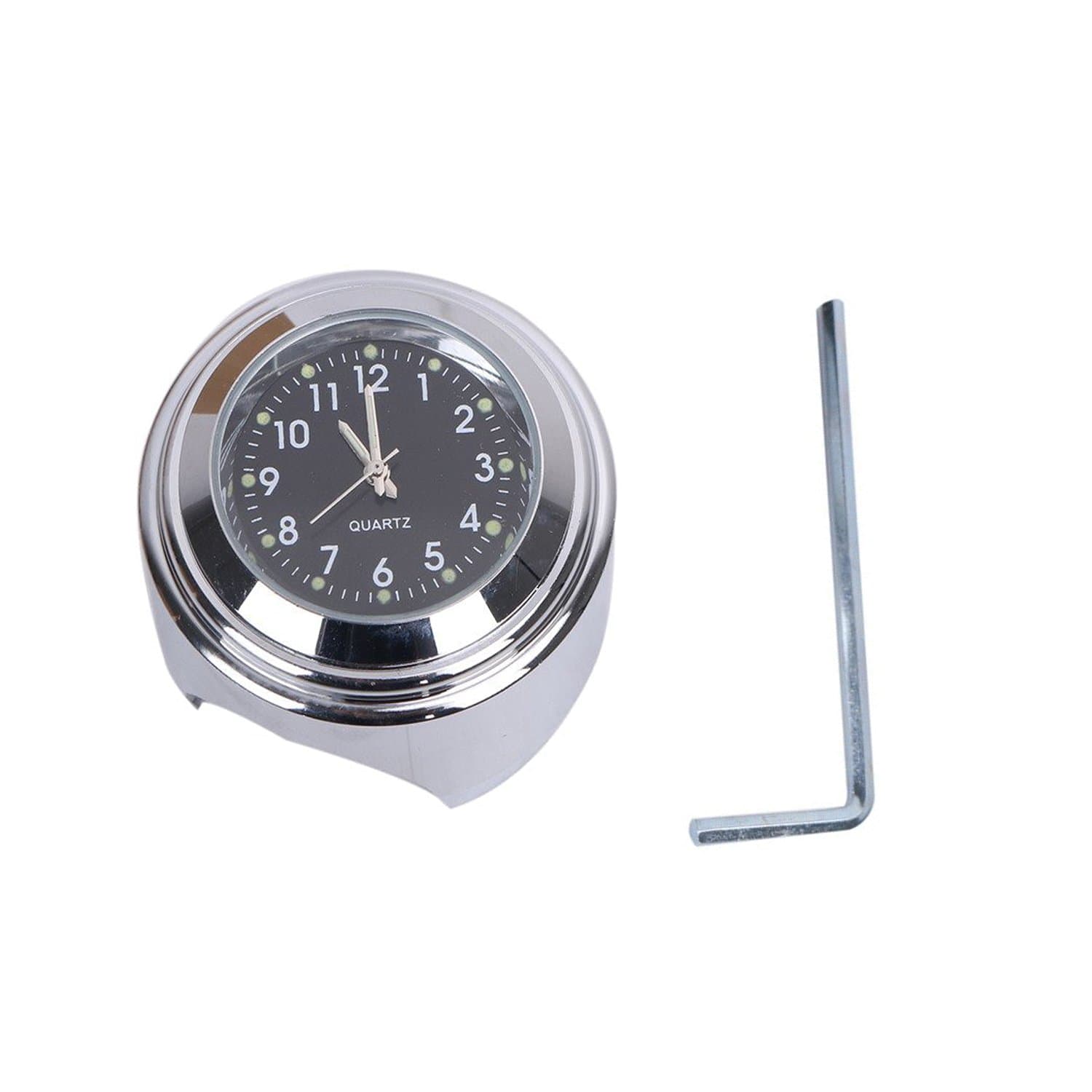 7/8" Motorcycle Chrome Handlebar Black Dial Clock for Yamaha Suzuki Kawasaki