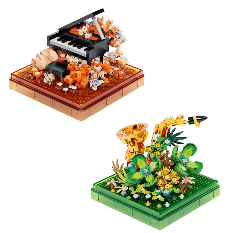 Musical Instruments Micro Blocks Building Sets,Classical Famous Building Block Set,1500 PCS for Adults and Kids,Piano and Saxophone with Clear Plastic Cover