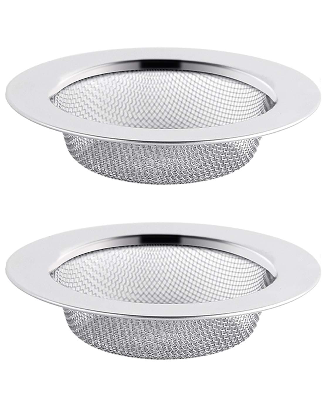Stainless Steel Bathroom Shower Hair Filter Catcher Drain Cover Kitchen Sink Plug Strainer Hole Cover (Pack of 2)