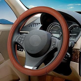 VARGTR Steering Wheel Cover, Microfiber Leather Steering Wheel Cover with Classic Embossing,Anti-Slip Breathable Auto Car Steering Wheel Cover Fit 15 Inch Car Wheel Protector (Brown)