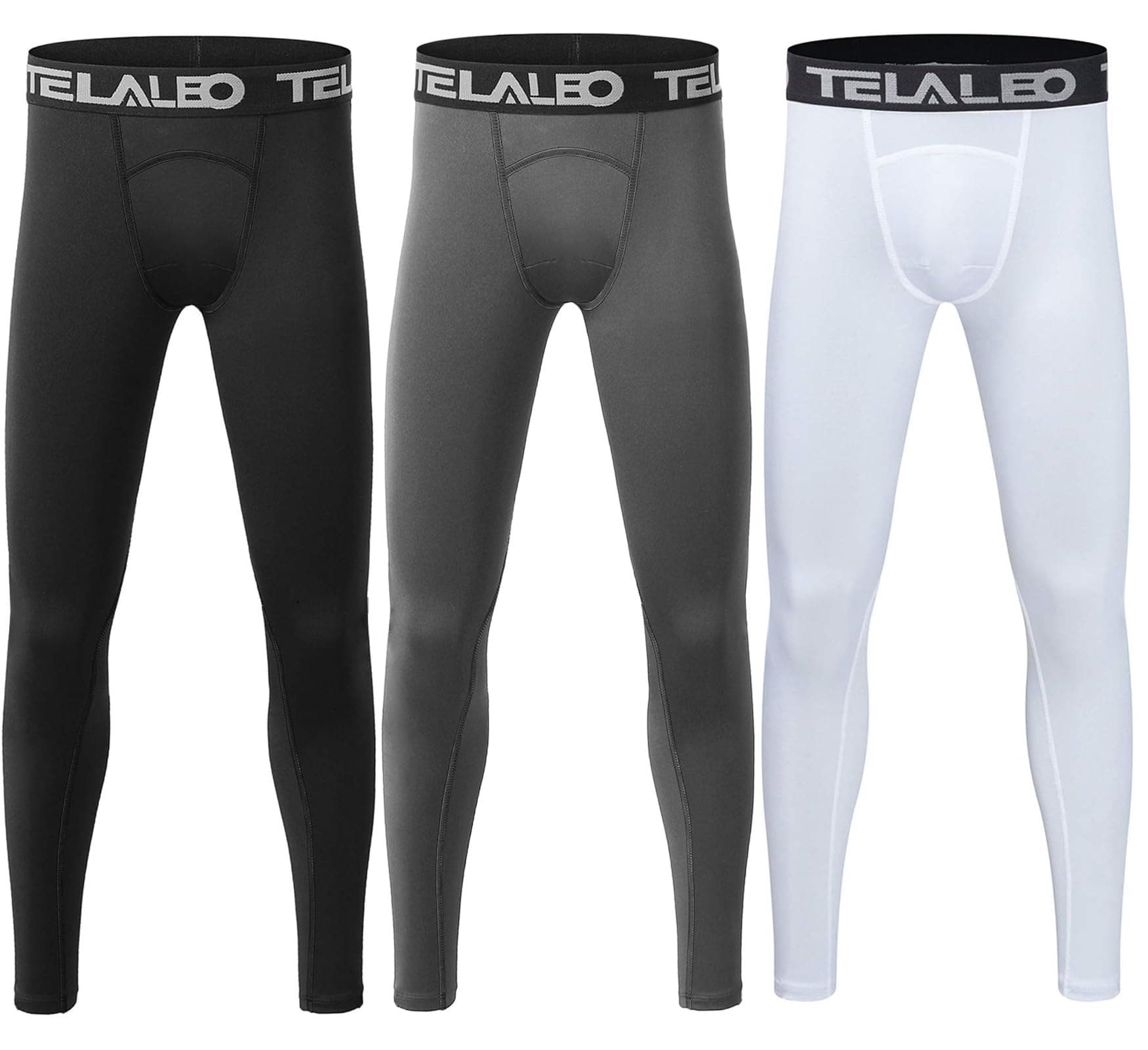 1/2/3/4 Pack Boys' Youth Compression Leggings Pants Tights Athletic Base Layer for Running Hockey Basketball