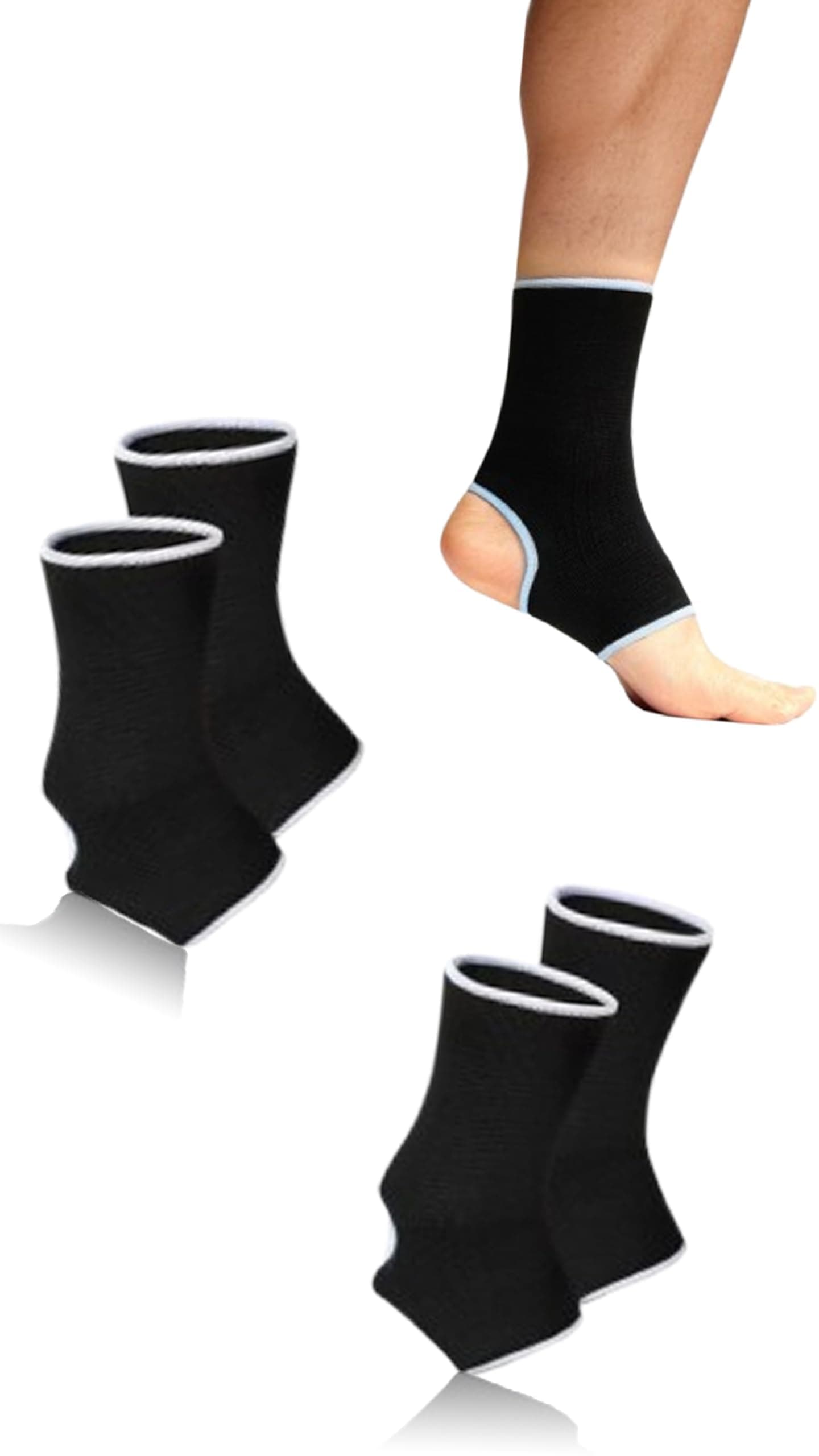 – Sweet seven Kids Ankle Support Compression Set - 4 Pieces, Black, 5-10 Years - Elastic Ankle Brace and Compression Socks for Jogging, Running, and Fitness