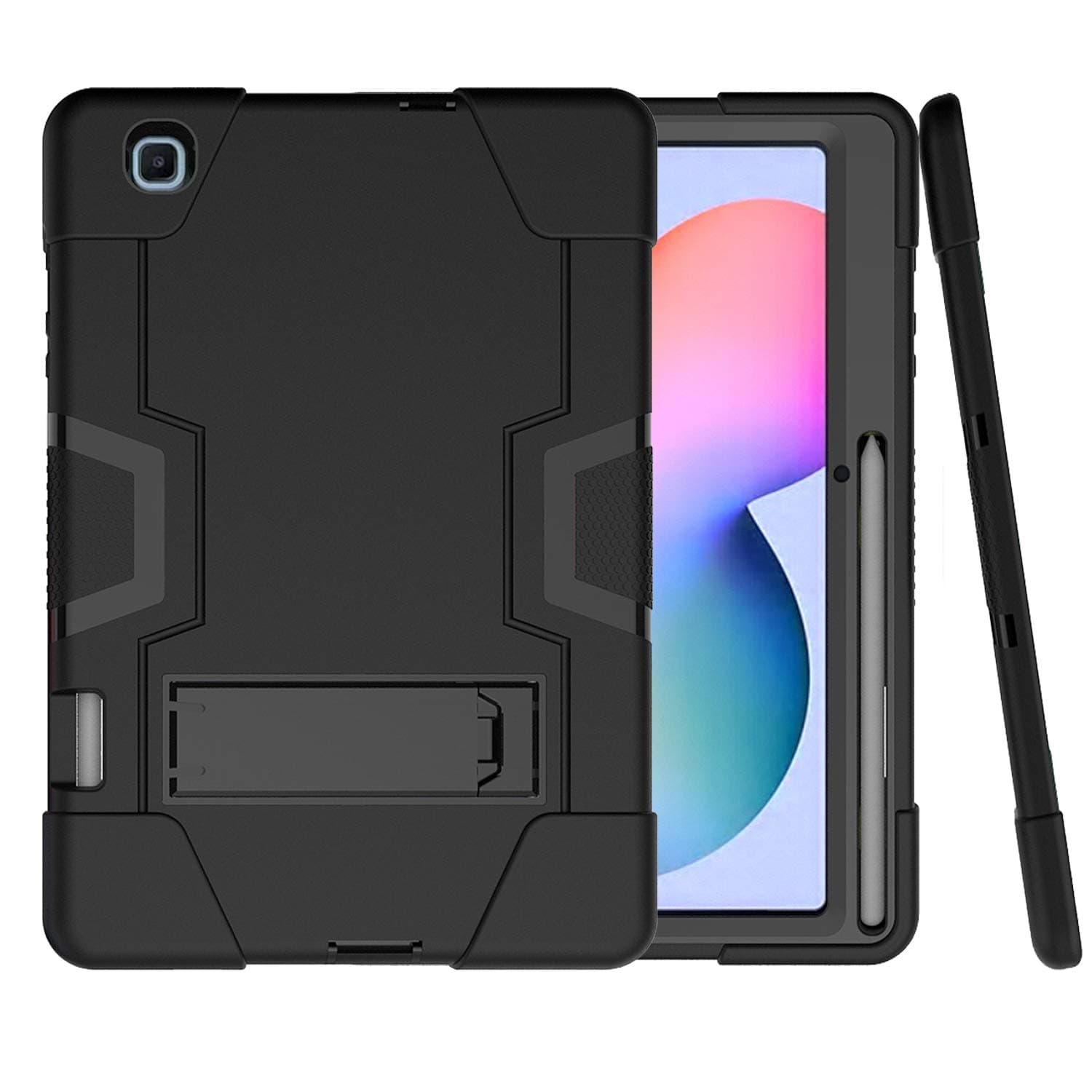 Galaxy Tab S6 Lite 10.4" Case with S Pen Holder, Hybrid Rugged Shockproof Protective Case with Kickstand Fit for Samsung Galaxy Tab S6 Lite 10.4 Inch 2020 SM-P610/P615 (Black)
