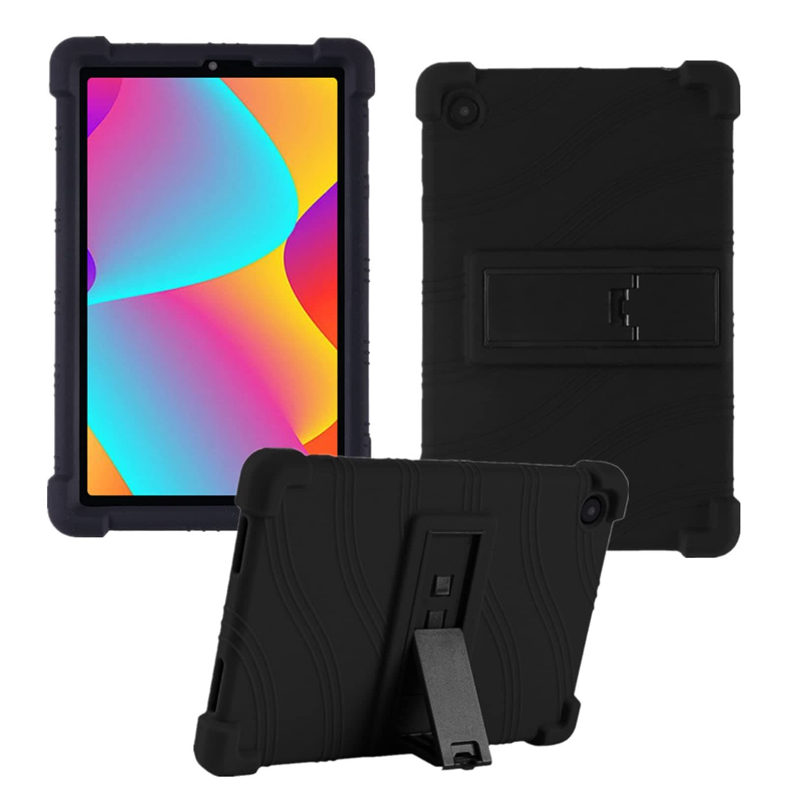 Protective Case for TCL Tab 8 LE Tablet 8.0 Inch, Kid-Friendly Silicone Adjustable Stand Cover for TCL Tab 8 WiFi/8V/8 Plus (Models 9137W/9132X) (Black)