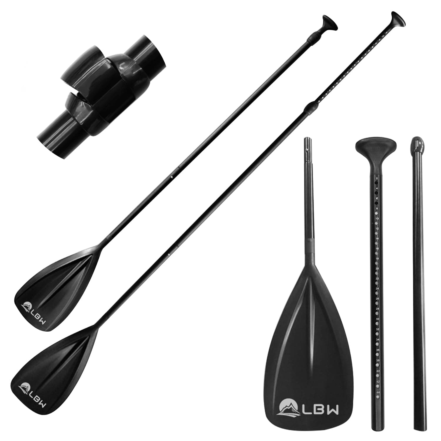 Stand Up Paddle Board Paddle - 3 Pieces SUP Paddle Board Accessories, Floating Lightweight Aluminum Alloy Shaft, Adjustable Double Holes Lock SUP Paddle, Black 1Pcs