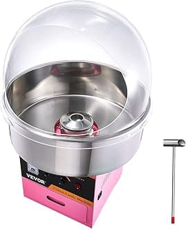 Electric Cotton Candy Machine with Cover, 1000W Commercial Floss Maker w/Stainless Steel Bowl, Sugar Scoop and Drawer, Perfect for Home, Carnival, Kids Birthday, Family Party, Pink