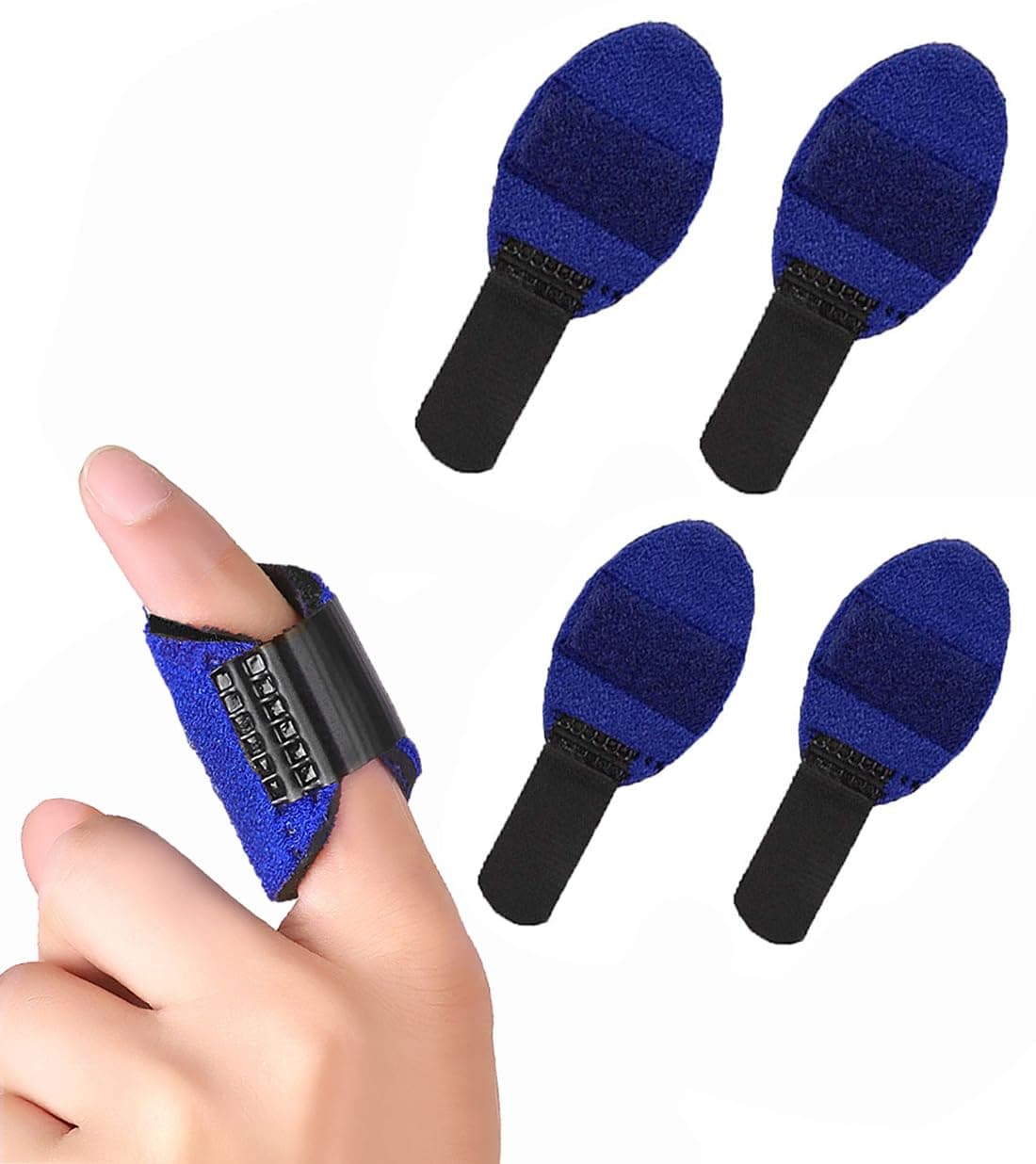 Sweet seven Adjustable Trigger Finger Splint - 4 Pack Finger Knuckle Support Brace for Curved, Bent, Locked Pinky, Thumb, Ring, Index.