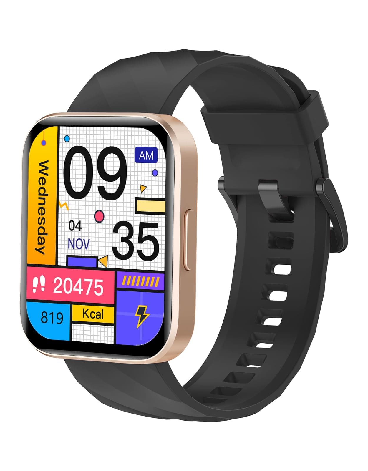 RUIMEN Smart Watch, Compatible with iPhone, Android, Call Function, 1.85-Inch Large Screen, Women's, Men's, Wristwatch, 100+ Types of Exercise Modes, Games, Menstrual Cycle Management, Gmail/Incoming