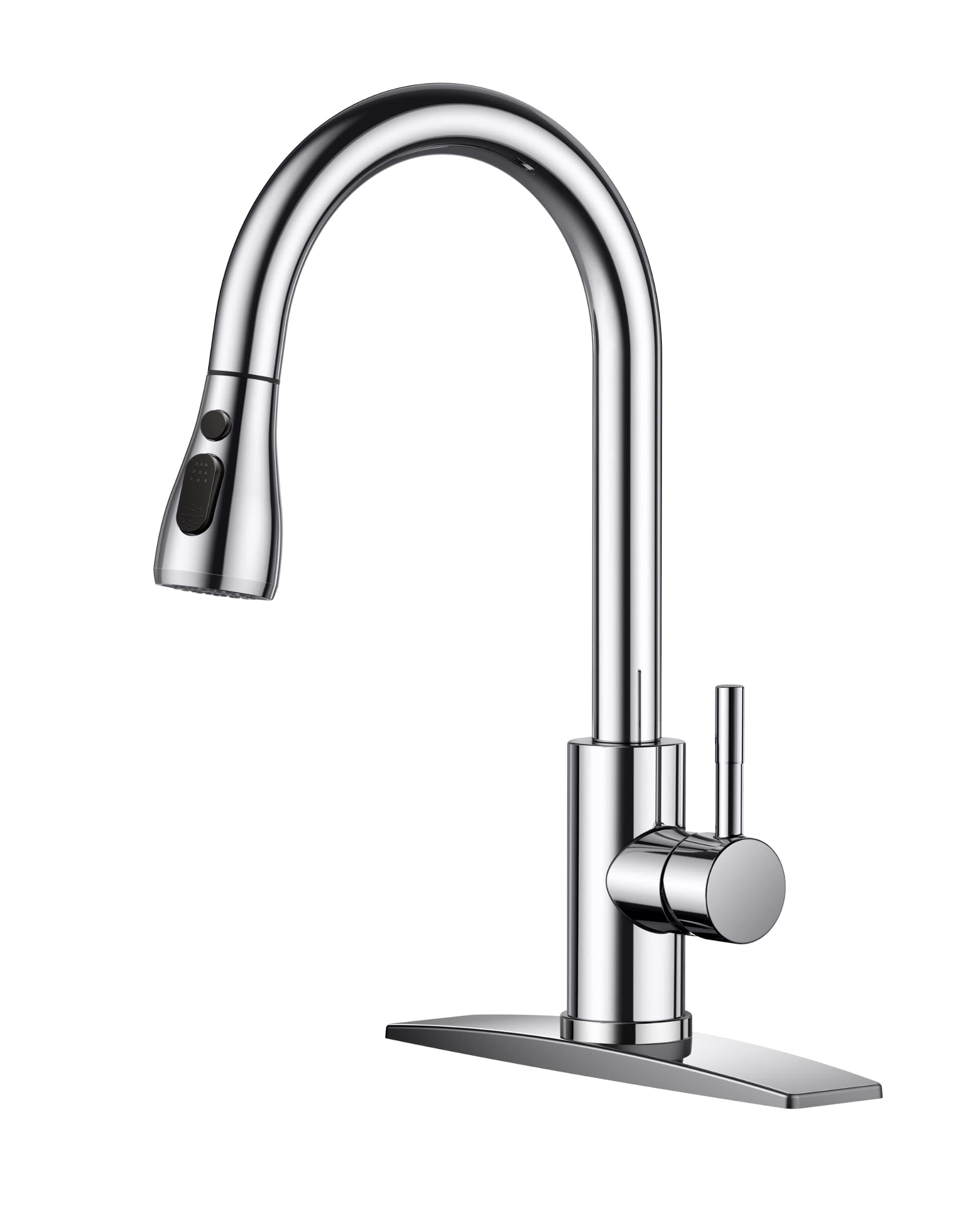 FORIOUS Kitchen Faucets with Pull Down Sprayer, Chrome, High Arc Single Handle Classic Stainless Steel Sink Faucet Pull Out for Farmhouse Camper Laundry Rv Bar