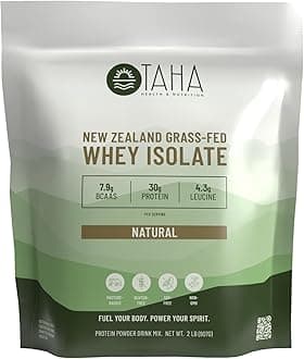 Natural Unflavored Whey Protein Isolate, 30g Protein, 7.9g BCAAs, 4.3g Leucine | New Zealand Grass-Fed, Free-Range Dairy | Gluten & Soy Free, Keto, Kosher | 2LB, ~26 Servings