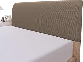 Easy-Going Stretch Bed Headboard Cover,Small Square Jacquard Headboard Slipcover, Dustproof Bed Head Cover for Bedroom (King,Camel)