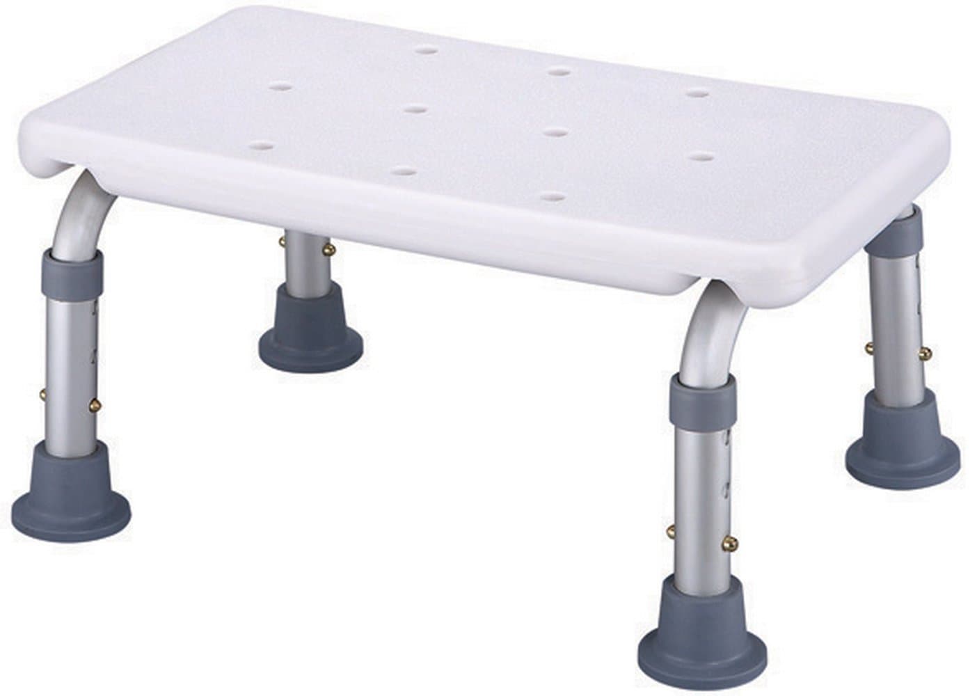 MEDICAL MOBILE Lightweight Adjustable Bath Bench/Shower Step Stool, Aluminium, White