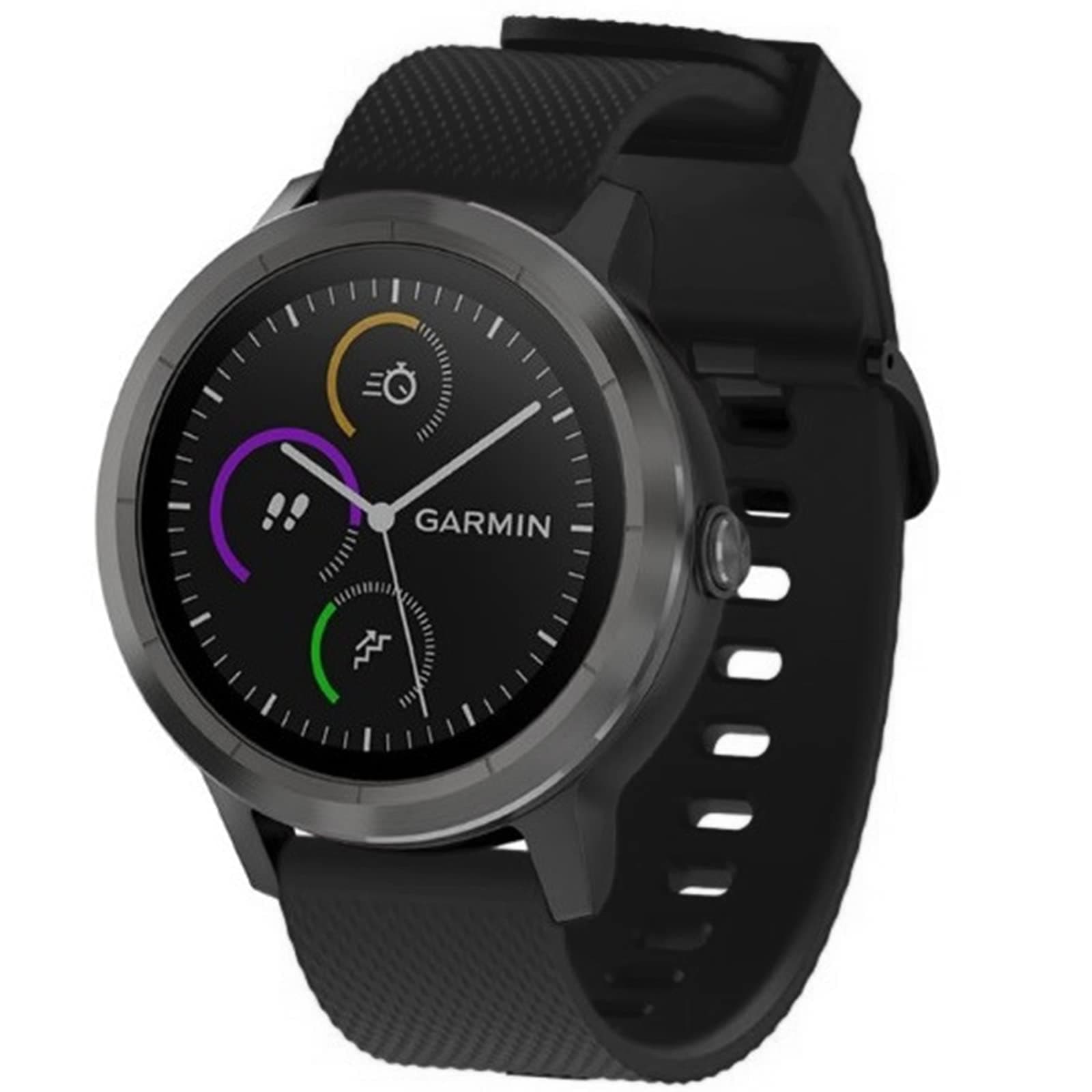 20mm Strap Compatible with Garmin Vivoactive 3 Strap, Soft Silicone Replacement Wristband for Garmin Vivoactive 3 Music/Venu/Vivomove 3/Luxe/Style/HR/Forerunner 245/645 Music, Black