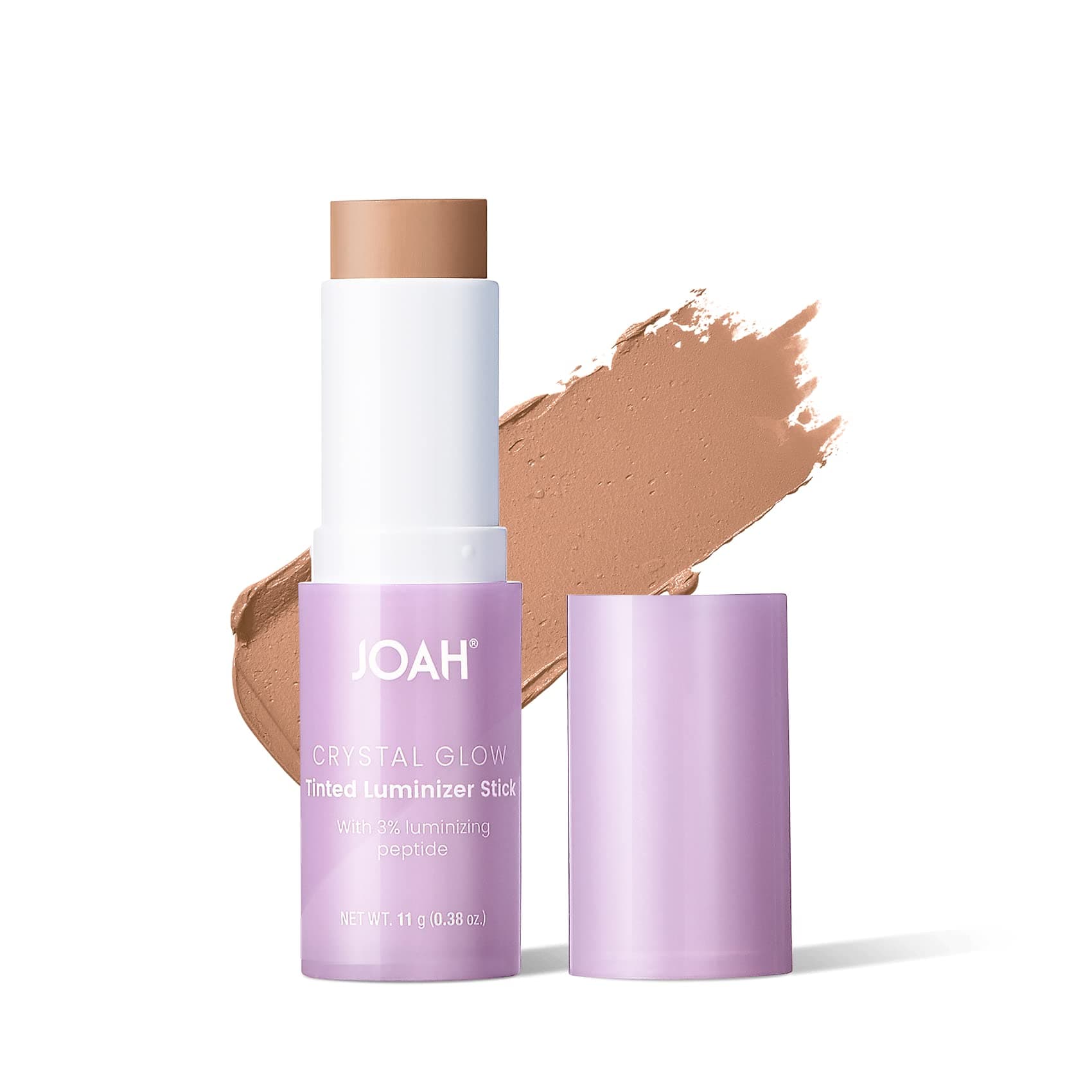 Crystal Glow Tinted Luminizer Stick, Multitasking Korean Makeup Highlighter and Bronzer Stick, Customizable Formula for a Natural Glow, Peptide Infused, Medium with Warm Undertones