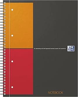 Oxford 100103664 Notebook International A4 + checkered 80 sheets sturdy cardboard cover gray Spiral Notebook Collegeblock - clever organization for managers and executives
