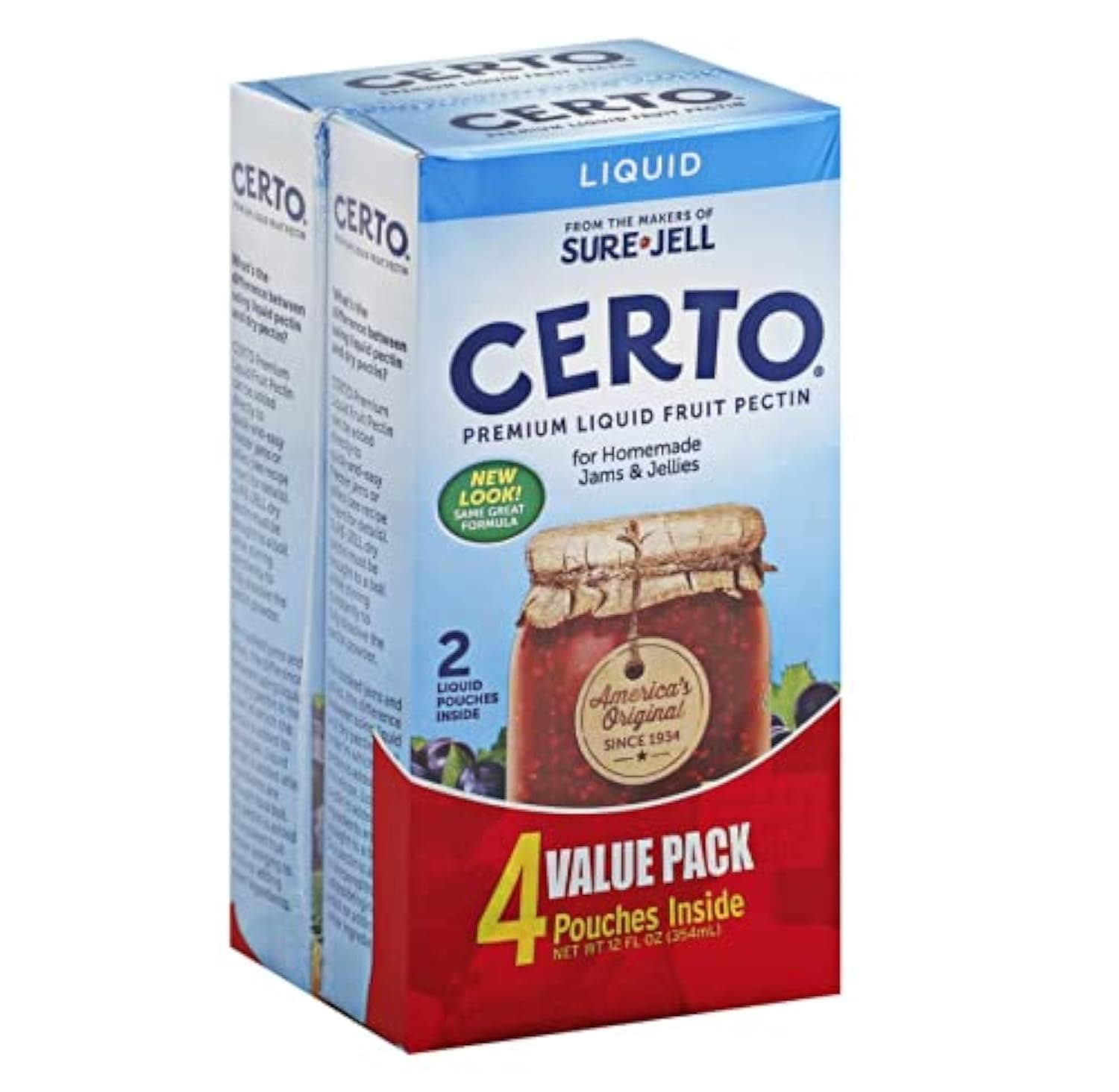 CERTO Premium Liquid Fruit Pectin (6 fl oz Boxes, Pack of 4)