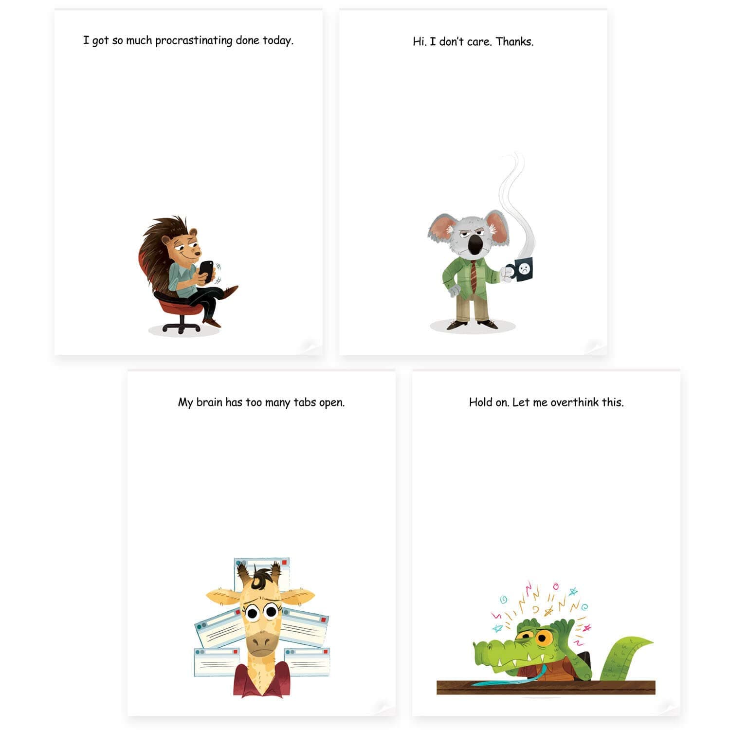 Funny office sticky note pads bundle - 4 fun notepad designs perfect as novelty gag gifts for friends boss coworker or office memo supplies