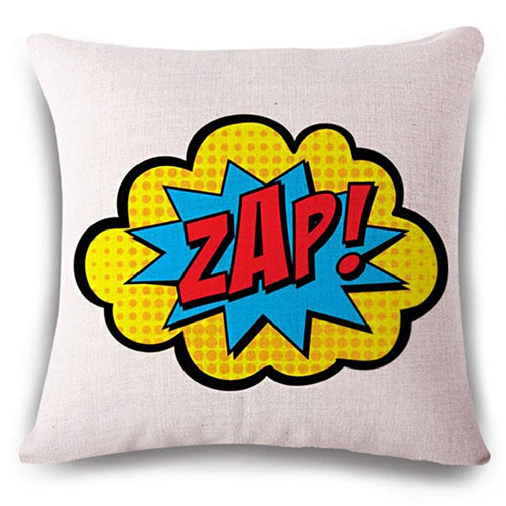 GATELEE Graffiti Pop Art Pillow Covers Comic ZAP BANG Exclamation Style Throw Pillow Case Cotton Linen Square 18’’x18’’ Cushion Cover (05 ZAP!)