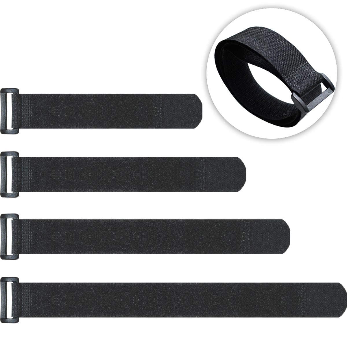 20 Pack Reusable Cinch Straps Fastening Cable Straps Nylon Hook and Loop Cinch Cable Ties Down Multipurpose Securing Straps Adjustable Tie Organizer to Keep Home Office from Tangled Cords (Black)