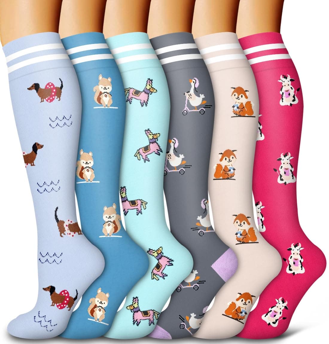 6 Pack Copper Compression Socks for Women and Men Circulation-Best Support for Medical,Running,Nursing,Athletic