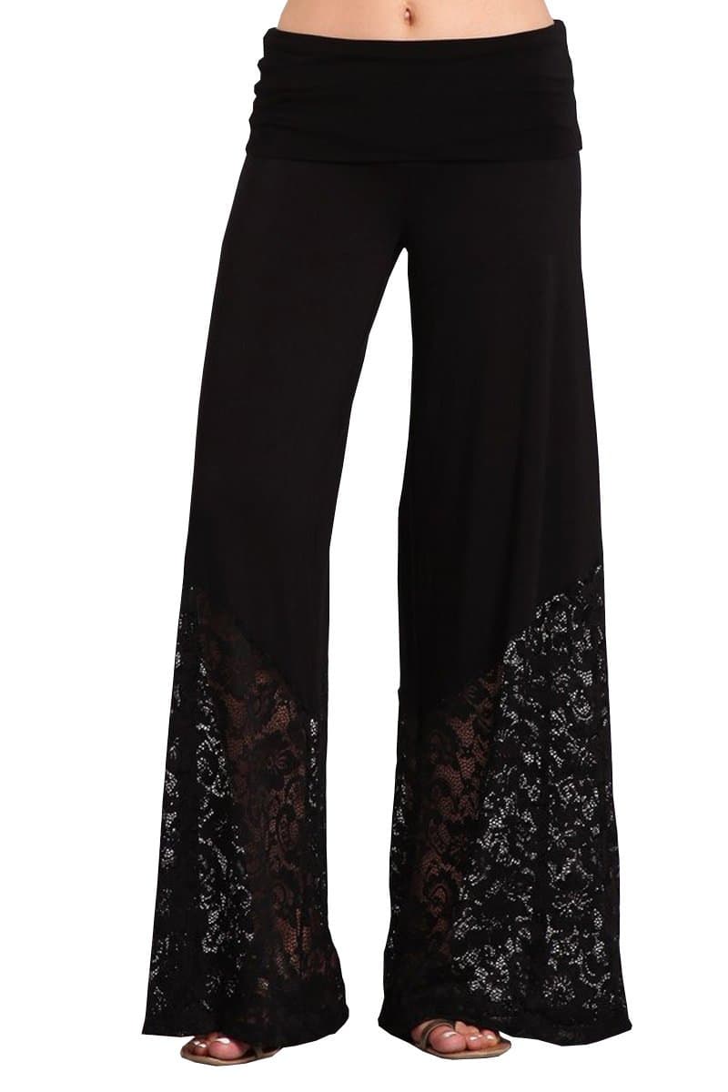 HEYHUN Womens Casual Tie Dye Solid Wide Leg Bottom Boho Hippie Lounge Palazzo Pants S-3XL