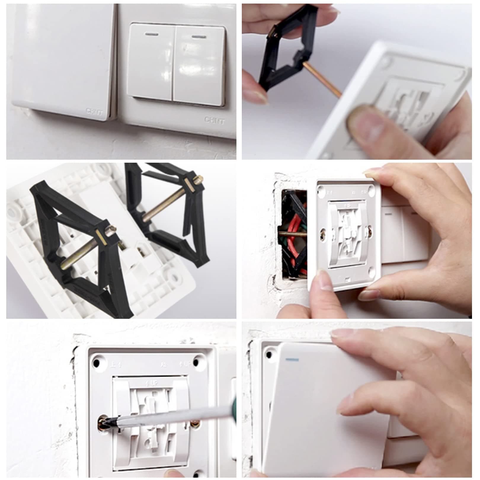 4pcs Wall Mount Switch Box Repair Tools,Switch Cassette Repairman Support Rod Electrician Accessories for Repairman Socket Back Box Electrician Accessories 86 Type Switch Box Repair Tool