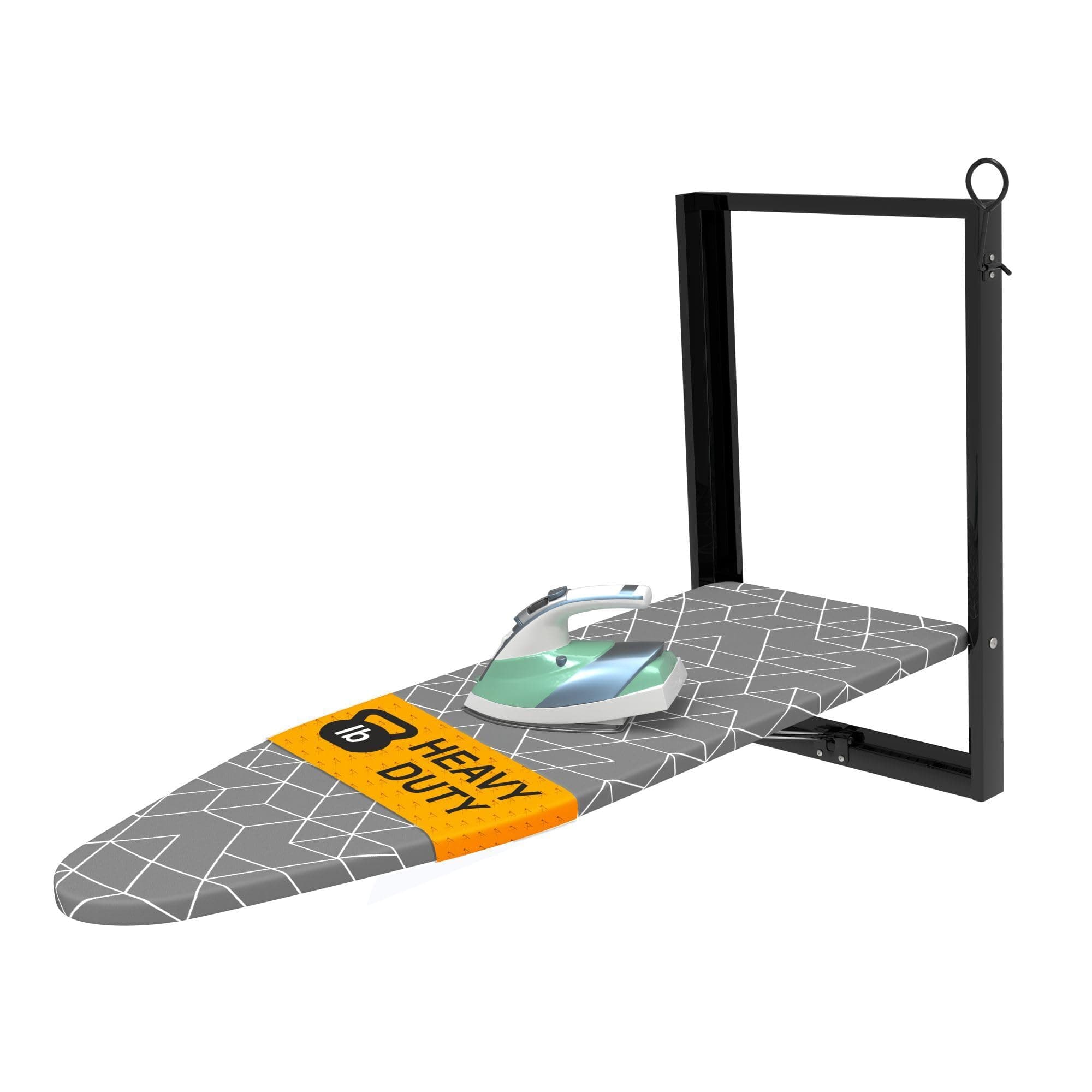 Xabitat Wall Mounted Ironing Board, 36.2" X 12.2" Compact Mount Fold Down Iron Board for Small Spaces, Space Saving with Cotton Fabric Cover, Black and Grey