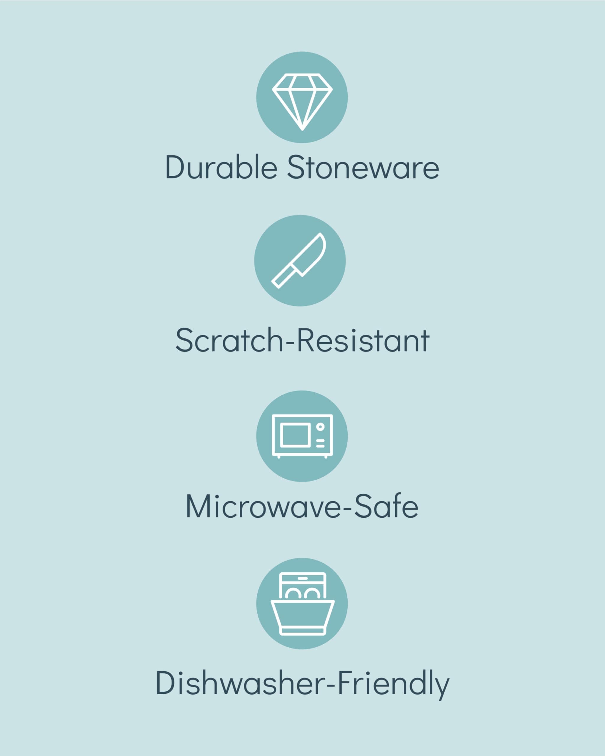 Stoneware small dinner plates set 8 pcs – 7.5" light beige & blue ceramic salad & dessert plates – Dishwasher and microwave safe – Stylish plates set – Dinner service Pure Living Interior Design