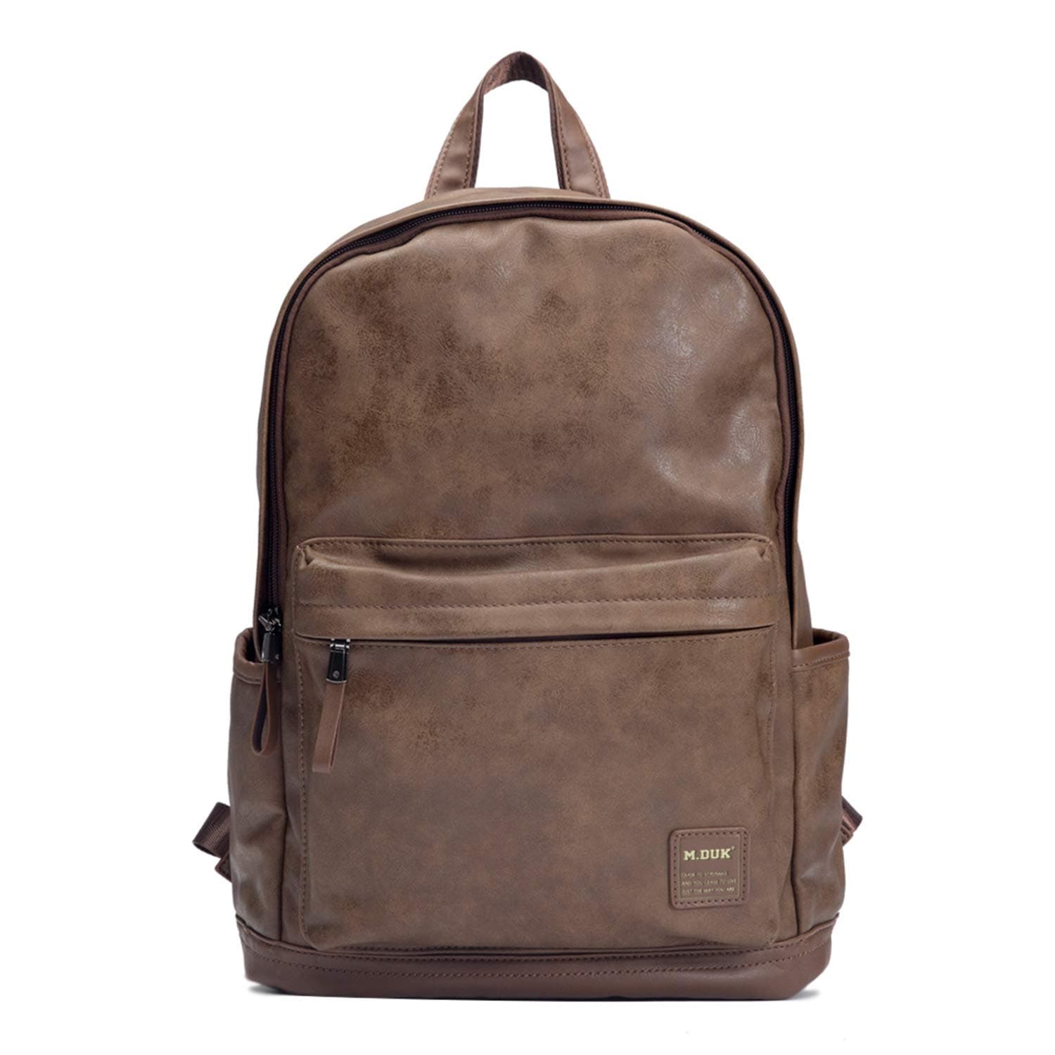 Fixm Leather Backpack, Vintage PU Leather Laptop Backpack for Men with Multiple Pockets, 15.2×10.8×4.9" Soft, Comfy & Durable, Perfect for School, Casual, Business & Travel - Brown#5