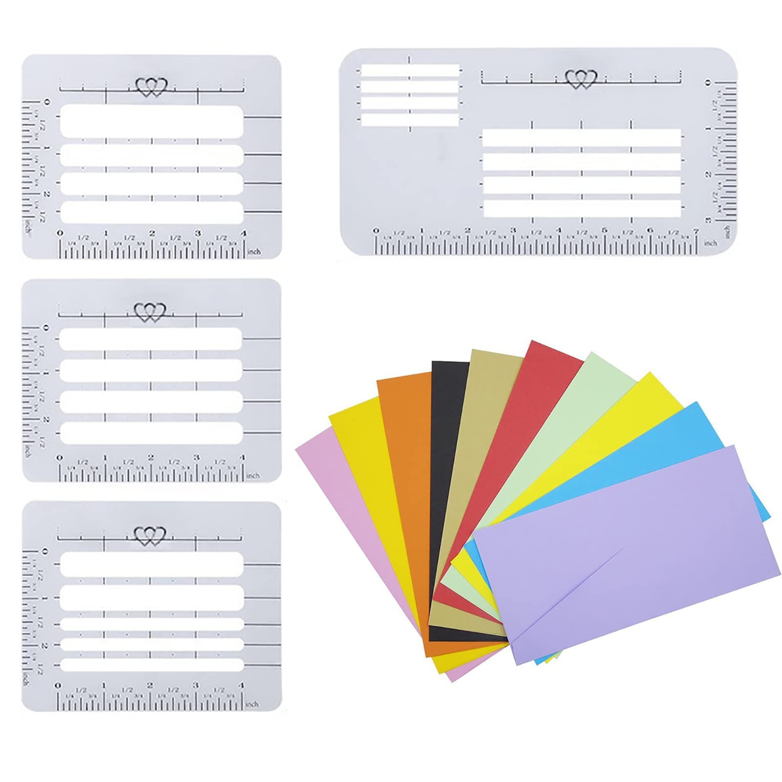 Envelope Stencil, Envelope Stencil Template, Envelopes Addressing Guide Stencils 4 Style with 2 Envelopes, Envelope's Addressing Stencils, Address Line Calligraphy Ruler Templates