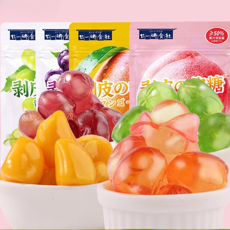 Peelable Gummies,Mango White Peach Soft Candy,Fruit Juice Fudge,Grape Gummy Candy,Peeling Sweets Candy,Casual Desserts,Wedding Candies,Instant Healthy Chinese Snacks (Green Grape,1bag)